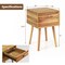 Costway End Table W/Drawers and Storage Wooden Mid-Century Accent Side Table Multipurpose for Bedroom, Living Room Home Furniture Nightstand